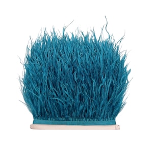 1 Yard - Teal Ostrich Fringe Feather Trim | Craft Supply | Teal Ostrich Feathers | Millinery | Bulk Feathers |