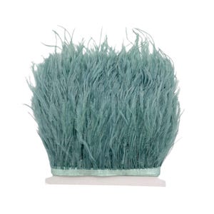 1/2 Yard - Sage Green Ostrich Fringe Feather Trim | Craft Supply | Sage Ostrich Feathers | Millinery | Bulk Feathers