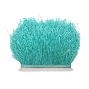 1/2 Yard - Blue Mint Ostrich Fringe Feather Trim | Craft Supply | Mint Ostrich Feathers | Millinery | Bulk Feathers | 4743