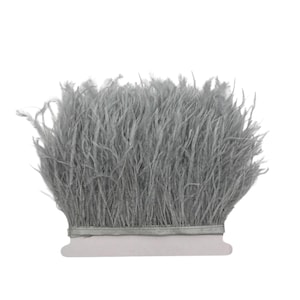 1/2 Yard - Gray Ostrich Fringe Feather Trim | Craft Supply | Ivory Ostrich Feathers | Millinery | Bulk Feathers | 2143