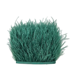1/2 Yard - Dark Green Ostrich Fringe Feather Trim | Craft Supply | Green Ostrich Feathers | Millinery | Bulk Feathers