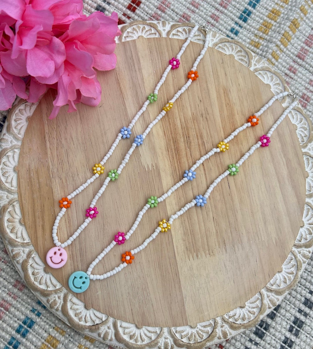 Smiley Face Flower Necklace Smiley Face Necklace, Smiley Face Jewelry