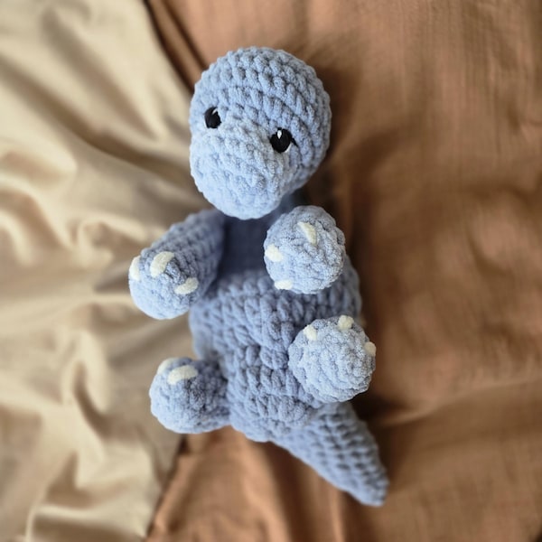 Dinosaur Snuggler | Crochet Dino | Long Neck Dino | Baby Shower Gift | Soft Blue Plushy