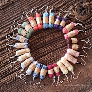 Mini Yarn Skein Dangle Earrings | Drop Earrings | Hobbyist Crochet | Knitting | Wearable Art | Handcrafted Jewelry | Cotton Yarn | Chic