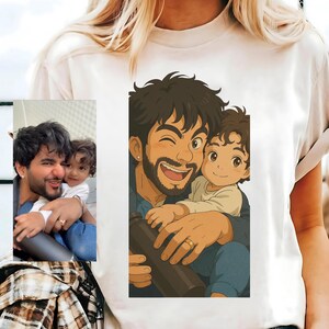 Custom Photo Tshirt Custom Family Picture Tshirt Custom My Pet Photo Shirt Personalized Ghibli Portrait Family Picture Tee Anime Cartoon Tee