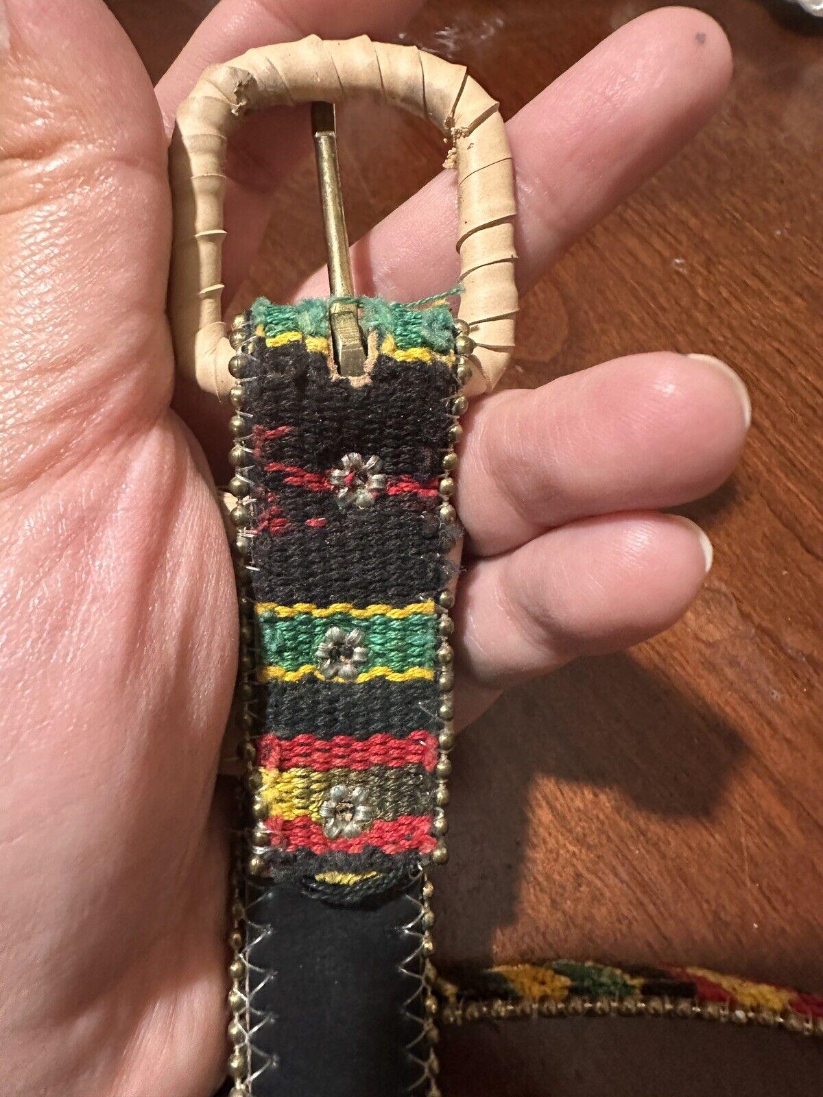 Vintage Tapestry Woven Belt with Antique Brass Buckle - Red & Teal Antique Woven Belt - Etsy main image 3
