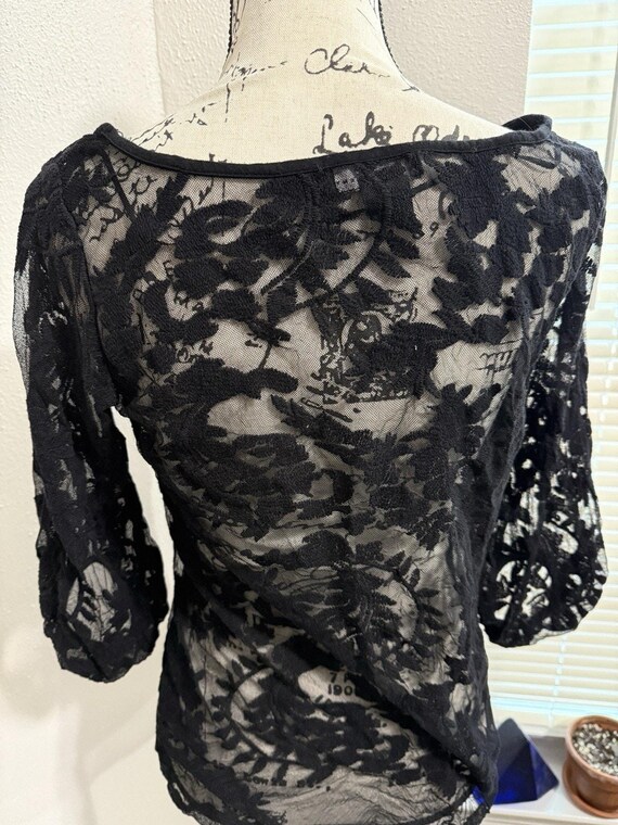 Grace Elements Sheer Mesh Blouse Pullover Top M B… - image 4