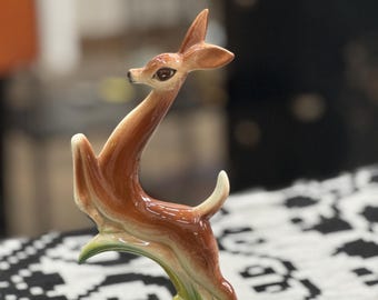 Vintage 60s Leaping Deer Figurine Stewart B McCullough California MCM
