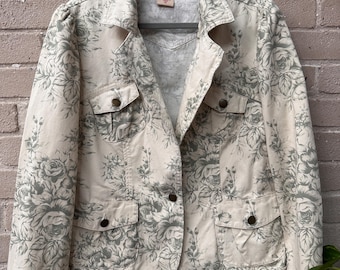 Vintage Y2K 90s Faded Glory Denim Floral Jacket size 10