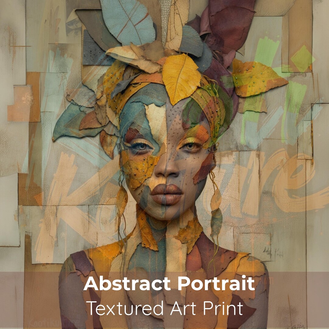 Black Woman Abstract Art Digital Download Textured Portrait Wall Decor ...
