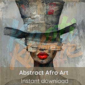 Black Woman Wall Art Printable African American Portrait Digital Download Afro Art Urban Wall Decor Abstract Black Art Afrocentric Artwork