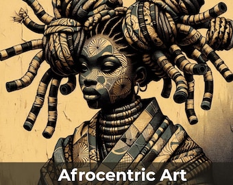African Woman Illustration Digital Download Wall Art for Office Wall Decor Black Beauty Queen Portrait Cultural Art African Wall Art Bantu