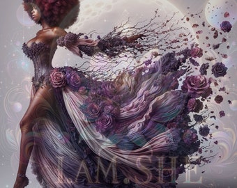 Afrocentric Futuristic Art Downloadable Afro Art Futuristic Art Modern Afro Art Unique Afro Art Unusual Art, Afro Woman, Afro Abstract Art