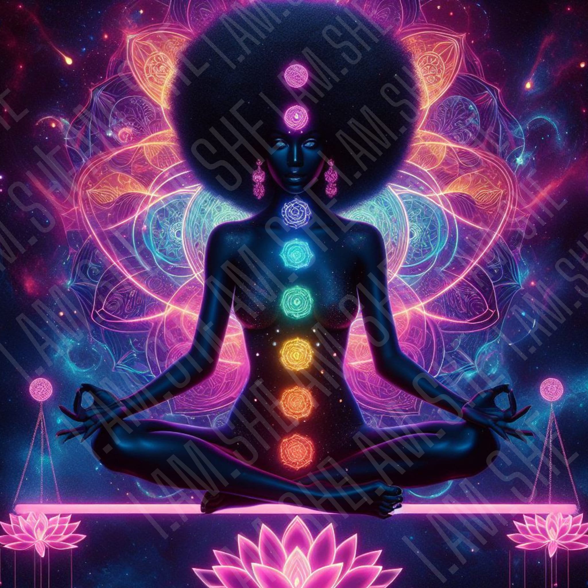 Instant Download CelestialBalance, Meditation Art, Etheral Goddess, Afrocentric Goddess, Afrocentric Art, Chakra Art, Spirituality Art