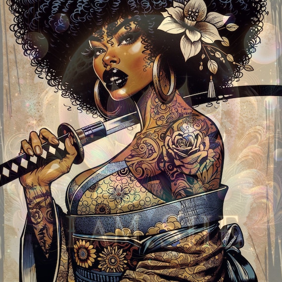 Afrocentric Katana Poster Art Wall Art Afrocentric Poster Art