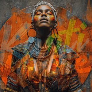 Black Woman Wall Art Digital Download Afrocentric Printable African American Portrait African Woman Art for Home Office or Gallery Decor
