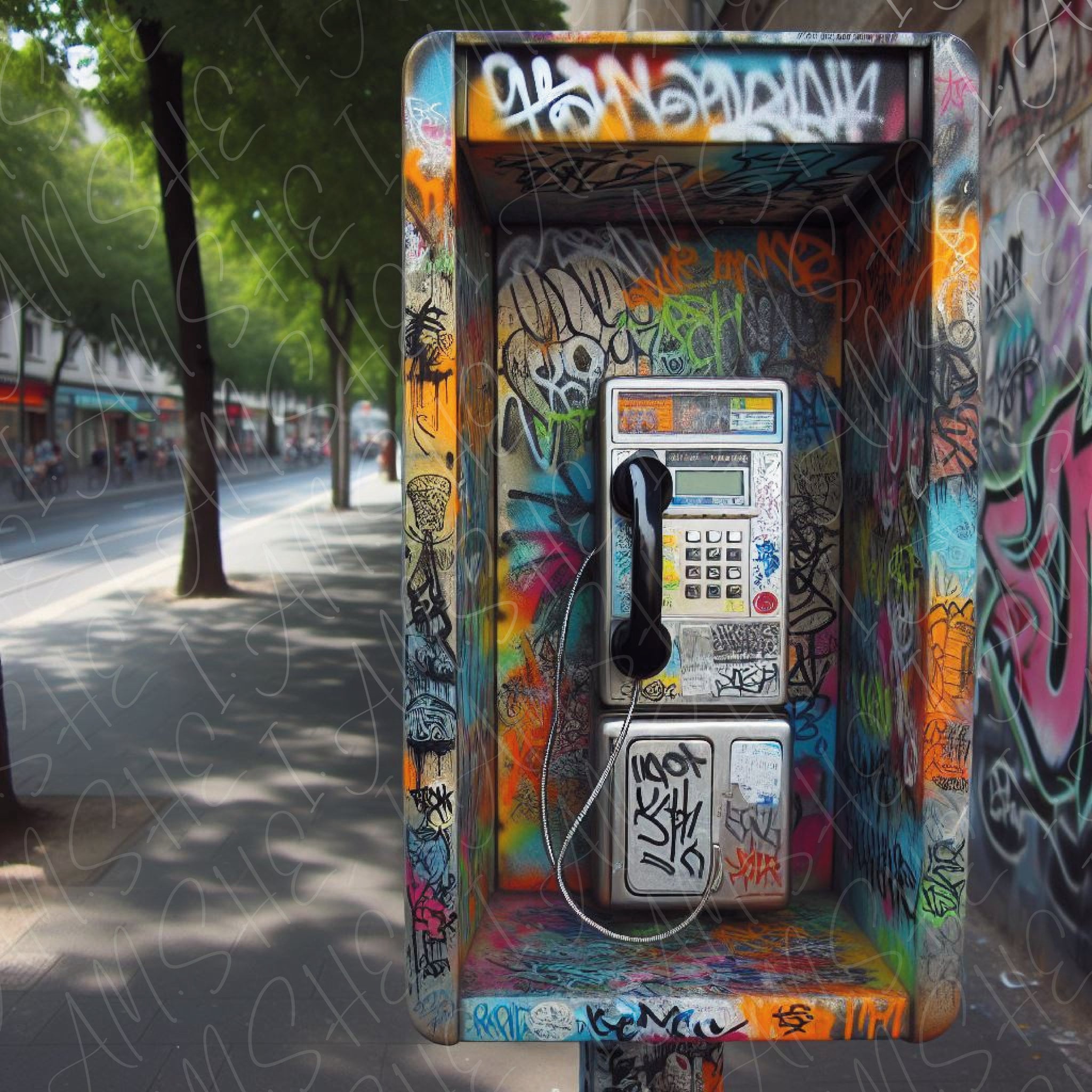 Nostalgic Urban Vibes Oldschool Payphone Digital Art - 80s