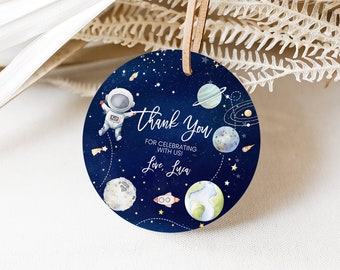 EDITABLE First Trip Around The Sun Favor Tags Space Birthday First Birthday Boy Thank You Tags Gift Tags Party Favors TA03 TM01
