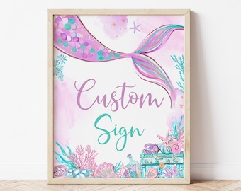 Editable Oneder The Sea Custom Sign Customizable Sign Gift Table Sign  Personalized Sign Custom Birthday Sign Mermaid Birthday M101