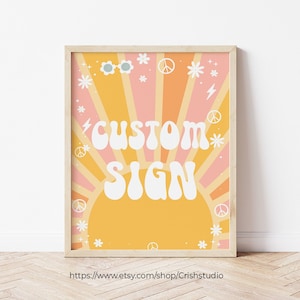 Groovy Birthday Custom sign Two groovy party sign Decorations Daisy Table sign Instant download Templates Printable, G114