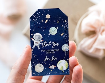 EDITABLE First Trip Around The Sun Favor Tags Space Birthday First Birthday Boy Thank You Tags Gift Tags Party Favors TA03 TM01