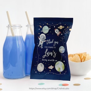 EDITABLE First Trip Around The Sun Chip Bag Template Birthday Chip Bag Custom Chip Bag Birthday Favors Space Birthday TA03
