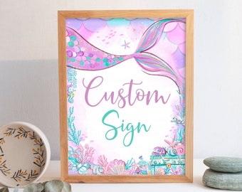 Under The Sea Custom Sign Customizable Sign Editable Gift Table Sign Personalized Sign Custom Birthday Sign Mermaid Birthday M304