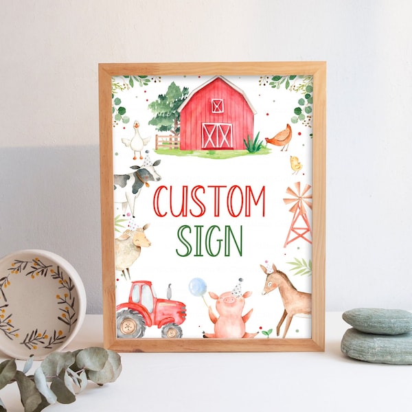 EDITABLE Birthday Custom Sign Personalized Sign Birthday Sign Farm Party Decor Farm Theme Party Birthday Decorations Farm Birthday F101