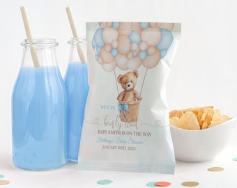 EDITABLE Teddy Bear Baby Shower Chip Bag Template Custom Chip Bags   Bear Baby Shower Teddy Bear Favors We Can Bearly Wait T101