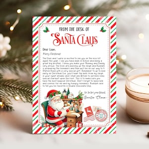 Carta editable de Papá Noel, carta de Papá Noel, carta de llegada de un elfo, carta de un elfo, desde el escritorio de, carta de Navidad, cartas de Papá Noel, SL105