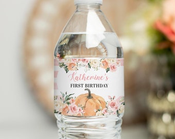 EDITABLE Our Little Pumpkin Birthday Water Bottle Labels Pumpkin 1st Birthday Fall Birthday Pumpkin Birthday Little Pumpkin PB103
