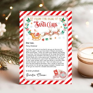 Carta editable de Papá Noel, carta de Papá Noel, carta de llegada de un elfo, carta de un elfo, desde el escritorio de, carta de Navidad, cartas de Papá Noel, SL106