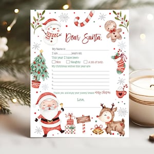 Carta a Papá Noel para imprimir Carta fácil de imprimir Carta a Papá Noel Descarga instantánea Plantilla para Papá Noel Carta a Papá Noel LTS09