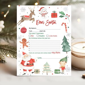 Carta a Papá Noel para imprimir Carta fácil de imprimir Carta a Papá Noel Descarga instantánea Plantilla para Papá Noel Carta a Papá Noel LTS11