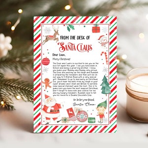 Carta editable de Papá Noel, carta de Papá Noel, carta de llegada de un elfo, carta de un elfo, desde el escritorio de, carta de Navidad, cartas de Papá Noel, SL109