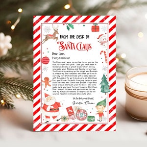 Carta editable de Papá Noel, carta de Papá Noel, carta de llegada de un elfo, carta de un elfo, desde el escritorio de, carta de Navidad, cartas de Papá Noel, SL108