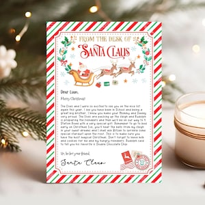 Carta editable de Papá Noel, carta de Papá Noel, carta de llegada de un elfo, carta de un elfo, desde el escritorio de, carta de Navidad, cartas de Papá Noel, SL107
