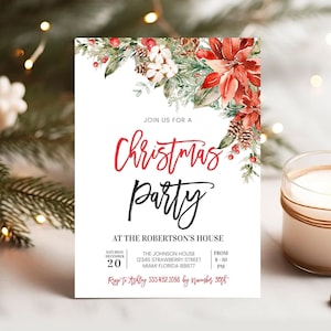 Editable Christmas Invitations, Christmas Party Invitation, Friends Christmas Party Invitation, Christmas Invitation Template, CH103