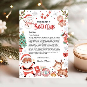 Carta editable de Papá Noel, carta de Papá Noel, carta de llegada de un elfo, carta de un elfo, desde el escritorio de, carta de Navidad, cartas de Papá Noel, SL112