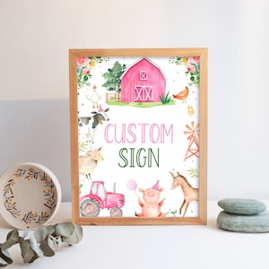 EDITABLE Birthday Custom Sign Personalized Sign Birthday Sign Farm Party Decor Farm Theme Party Birthday Decorations Farm Birthday F102