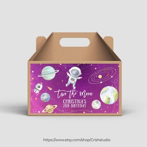 Two The Moon Box Label Birthday Girl Editable Two The Moon Birthday Decor Two The Moon Birthday Outer Space Birthday Girl TM02