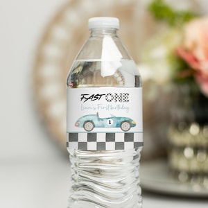 EDITABLE Fast One Water Bottle Labels Fast One Birthday Water Bottle Sticker Race Car Birthday 1st Birthday Boy Car Theme Birthday