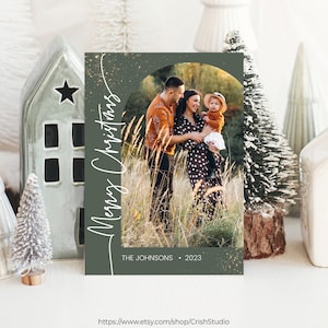 Cartões de natal com foto personalizada, cartões de natal para impressão, cartões de natal digitais, modelo de cartões de natal com 2 fotos cc106