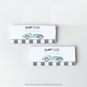 EDITABLE Fast One Candy Bar Fast One Birthday Candy Bar Wrappers Chocolate Bar Race Car Birthday 1st Birthday Boy Car Theme Birthday R202