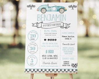 Affiche modifiable deux anniversaire rapide voiture de course 2e anniversaire voiture de course voiture de course vintage jalon signe panneau jalon R102 R202 R101