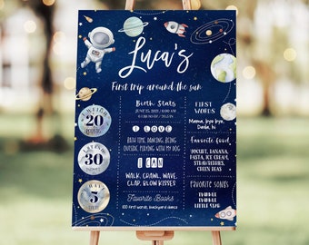 MODIFIABLE Premier voyage autour du soleil Affiche d'étape importante Anniversaire de l'espace Premier anniversaire Garçon Signe d'étape importante Premier anniversaire de l'espace TA03 TM01