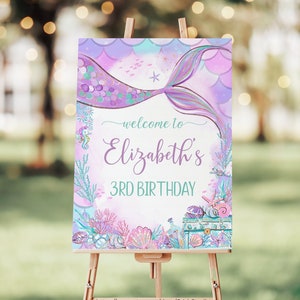 Under The Sea Welcome Sign Mermaid Editable Welcome Sign Happy Birthday Sign Welcome Signs Personalized Sign Mermaid Birthday M304