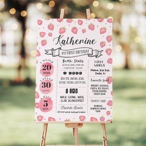 Berry First Milestone Poster Erdbeere Meilenstein Zeichen Berry First Birthday Beere 1. Geburtstag Party Dekorationen BF01