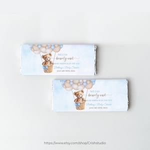 Modificabile Possiamo aspettare con trepidazione Baby Shower Candy Bar Teddy Bear Mongolfiera Orso Tema Chocolate Bar Bandy Bar Wrapper T101