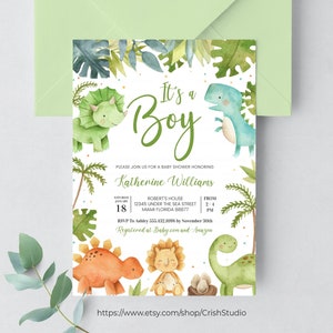 EDITIERBARE Dinosaurier Baby-Dusche-Einladung Junge Baby-Dusche Baby-Dusche Dinosaurier-Baby-Dusche-Vorlage Baby-Dusche lädt DI101 ein